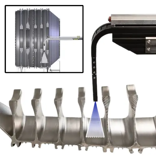 coupe transversale d’une bobine avec un objectif à champ de vision direct